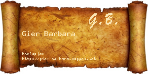 Gier Barbara névjegykártya